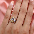 Tansanit Blumen Ring 925 Silber 585 Vergoldet ca. 1.0 image number 2