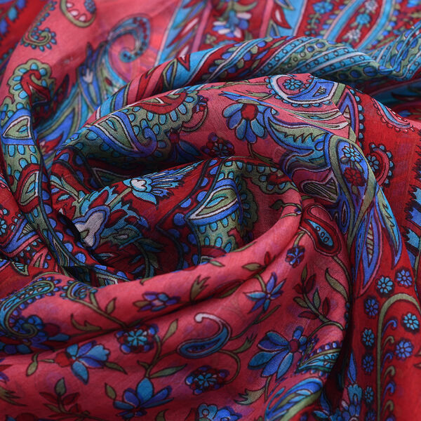 100% Natur Seide, Designer Schal, 50x160 cm, Rot image number 6