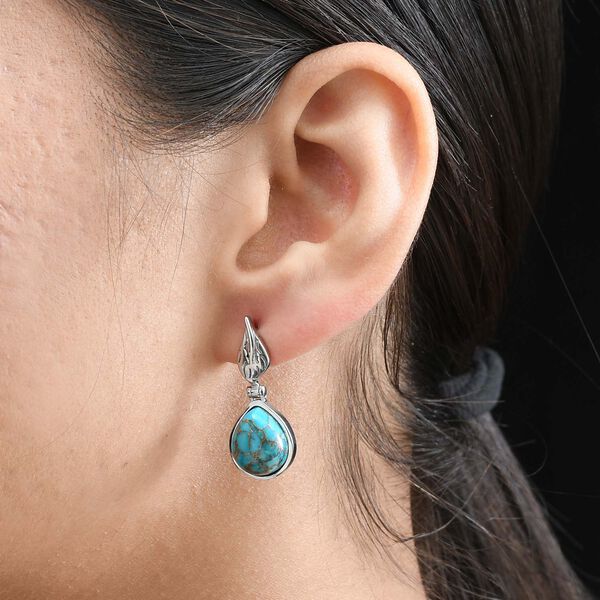 Blaues Türkis Ohrringe  Edelstahl ca. 10.39 ct image number 3