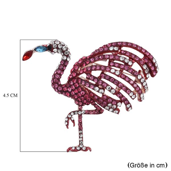 Mehrfarbige Kristall-Brosche in Ros&eacute;goldton, Flamingo image number 5