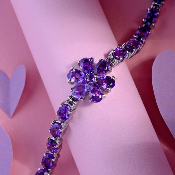 Afrikanischer Amethyst Armband 19 cm Edelstahl ca. 7,04 ct image number 1