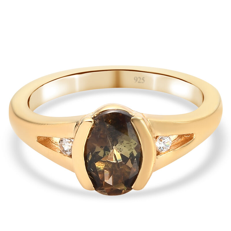 Natürlicher Jenipapo Andalusit und Zirkon Ring 925 Silber Gelbgold Vermeil  ca. 1,37 ct image number 0