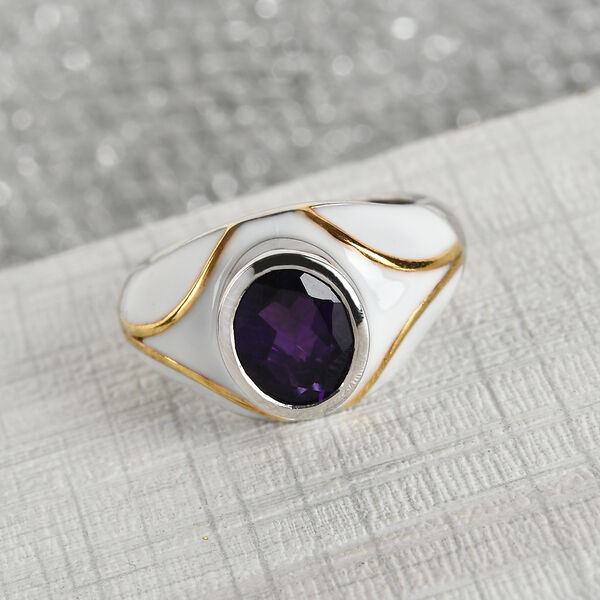 Lusaka Amethyst Solitär Ring 925 Silber Zweifarbige Beschichtung image number 2