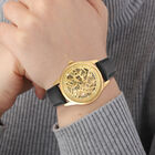 Genoa - Goldfarbene Automatikuhr, transparentes Ziffernblatt, echtes Leder-Armband, wasserdicht bis 5 ATM, Edelstahl Gelbbeschichtung image number 1