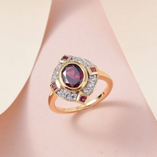 Rhodolith Granat Ring, 925 Silber vergoldet (Größe 21.00) ca. 2.79 ct image number 1