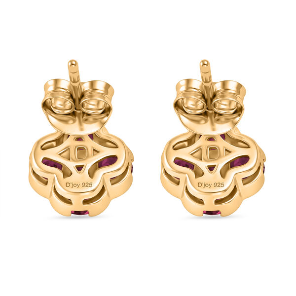 D'Joy AA Nat&uuml;rlicher Rhodolith Granat Ohrringe 925 Silber 750 Gelb Vergoldet ca. 2.30 ct image number 4