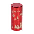 LED-Dekolampe aus Glas, Rentier- und Weihnachtsmotiv, warmweiß, batteriebetrieben, 9x20 cm, Rot