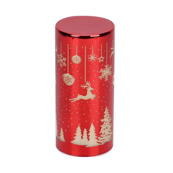LED-Deko-Zylinder aus Glas mit Weihnachts-Motiven, Rot