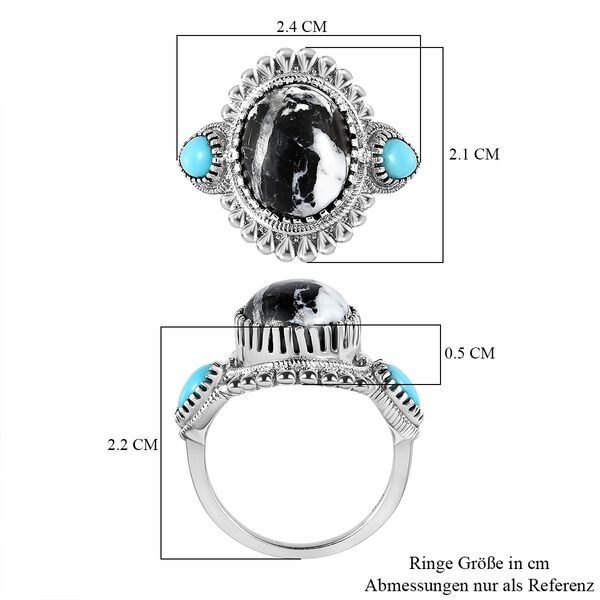 Wei&szlig;er B&uuml;ffel und Sleeping Beauty T&uuml;rkis Ring - 6,37 ct. image number 6