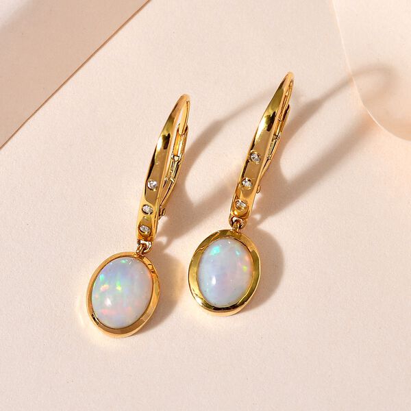 AA nat&uuml;rliche, &auml;thiopische Welo Opal und Zirkon-Ohrringe - 2,44 ct. image number 2