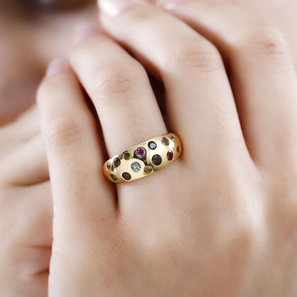 AA Mehrfarbiger-Turmalin Ring, 925 Silber, 750 Gelbgold Vermeil (Größe 21.00) ca. 1.00 ct image number 3
