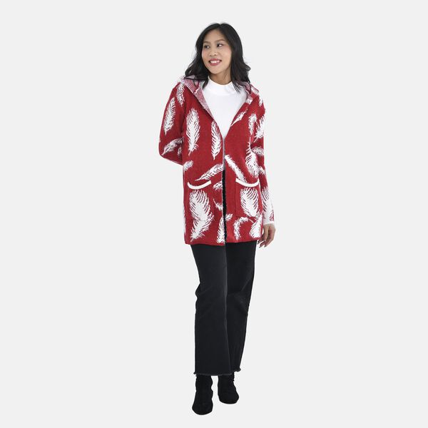 Winter-Kapuzenpullover mit 2 Taschen, Rot image number 0