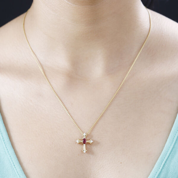 AA Afrikanischer Rubin und Moissanit-Kreuz-Anhänger - 0,47 ct. image number 3