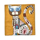 Vollständig besticktes Kissenbezug in 100% Baumwolle, 43x43 cm, Single Katze, Orange image number 8