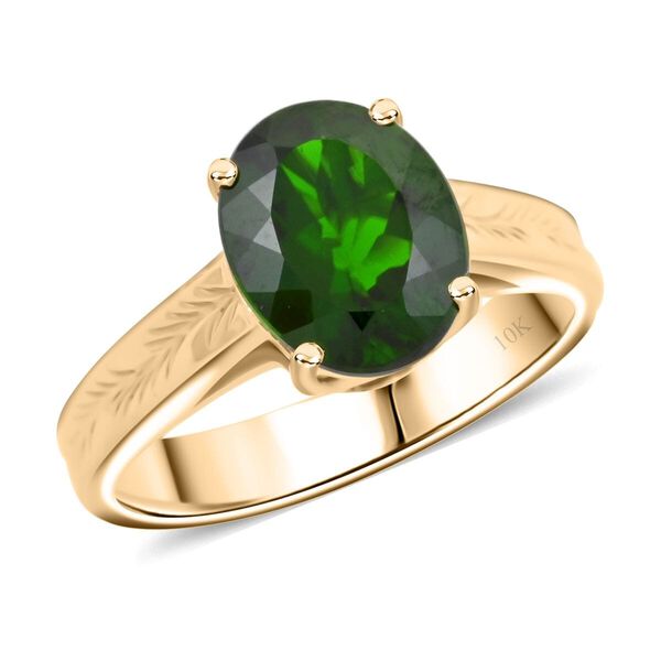 Zertifiziert und gepr&uuml;ft AAA Nat&uuml;rlicher Chromdiopsid Ring in 417 Gold - 2,65 ct.