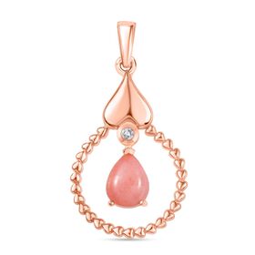 D’joy AA Vinicunca-Peruanischer Opal, Weißer Zirkon Anhänger 925 Silber 750 rosévergoldet ca. 1.18 ct