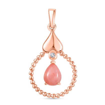 Herzklang - D joy AA Vinicunca-Peruanischer Opal, Wei&szlig;er Zirkon Anh&auml;nger 925 Silber 750 ros&eacute;vergoldet ca. 1.18 ct