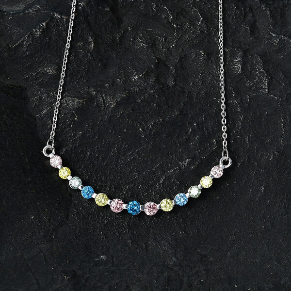 LUXURIANT DIAMOND - Lab Grown Blauer Diamant SI, Lab Grown Rosa Diamant Halskette ca. 50 cm 925 Silber Rhodiniert (10-15 Werktage Lieferzeit) ca. 1.00 ct image number 2