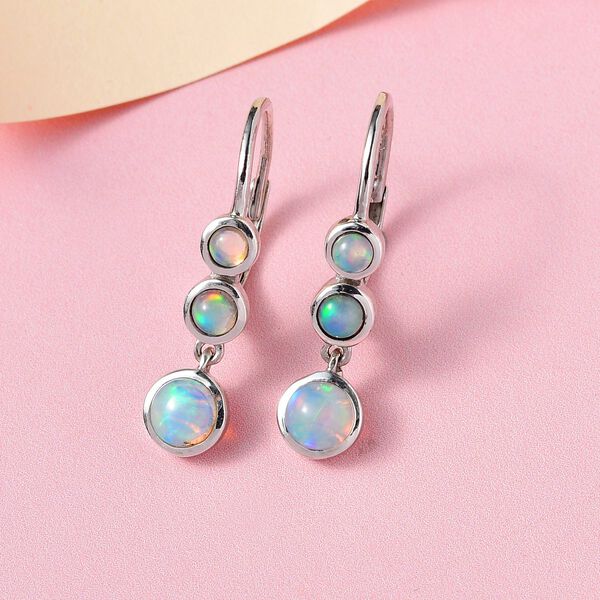 Nat&uuml;rliche, &auml;thiopische Welo Opal Ohrringe, 925 Silber platiniert ca. 1,00 ct image number 2