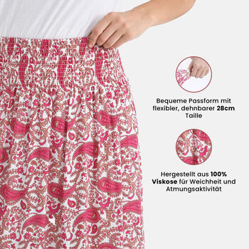 Maxirock mit Paisley-Muster, elastischer Bund, 91&times;28 cm, Rot