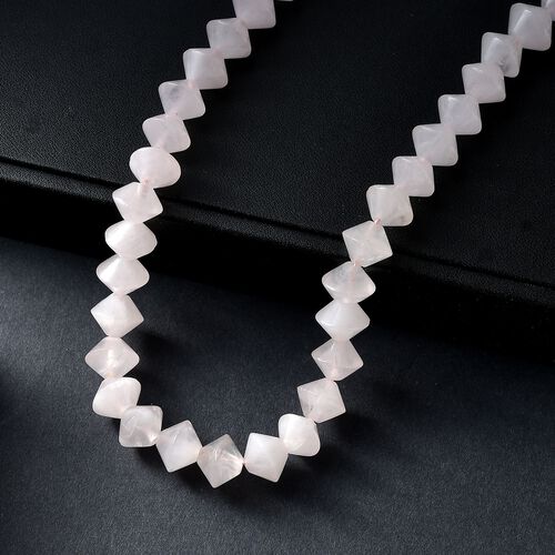 Rosenquarz Halskette ca. 50 cm Nickelfreies Messing platiniert ca. 250,00 ct. image number 1