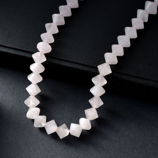 Rosenquarz Halskette ca. 50 cm mit 2.5 cm extender, Nickelfreies Messing platiniert ca. 250.00 ct image number 2