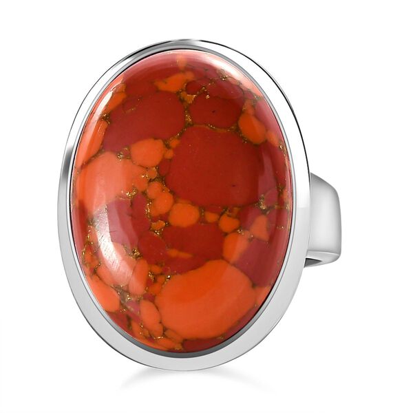 Orange Mohave T&uuml;rkis Ring, Edelstahl, (Gr&ouml;&szlig;e 16.00), ca. 15.94 ct