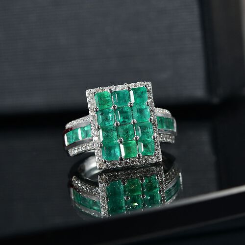 D’joy AA Smaragd Ring 925 Silber rhodiniert (Größe 18.00) ca. 3,15 ct image number 1