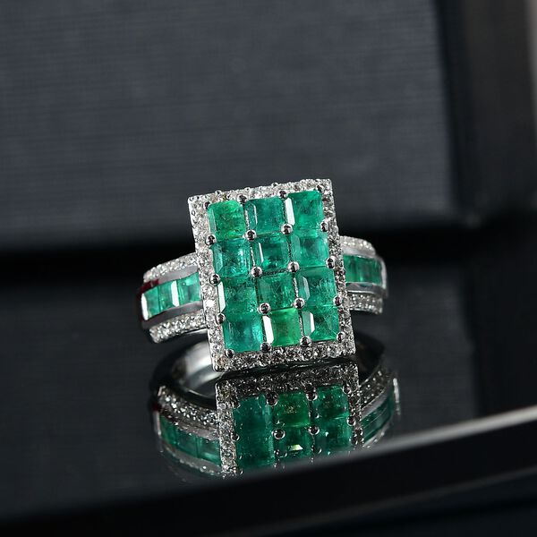 D&rsquo;joy AA Smaragd Ring 925 Silber rhodiniert (Gr&ouml;&szlig;e 18.00) ca. 3,15 ct image number 2