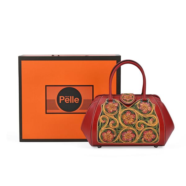 Grand Pelle  - Echtleder Handtasche, 35,5x23x18 cm, rot image number 7