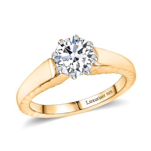 LUXURIANT DIAMOND -Lab Grown Diamant SI-GH Ring 925 Silber Rhodiniert und 750 Gelbgold Vermeil (Größe 17.00) ca. 1.00 ct image number 3
