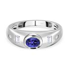 AAA Tansanit, weißer Zirkon Ring, 925 Silber platiniert, (Größe 16.00), ca. 0.66 ct
