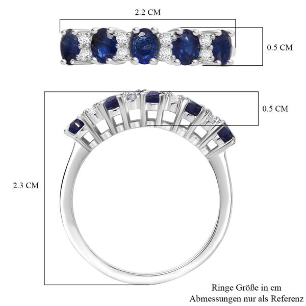 D'Joy Masoala Saphir (Fissure gef&uuml;llt), Wei&szlig;er Zirkon Ring 925 Silber rhodiniert (Gr&ouml;&szlig;e 18.00) ca. 1,58 ct image number 6