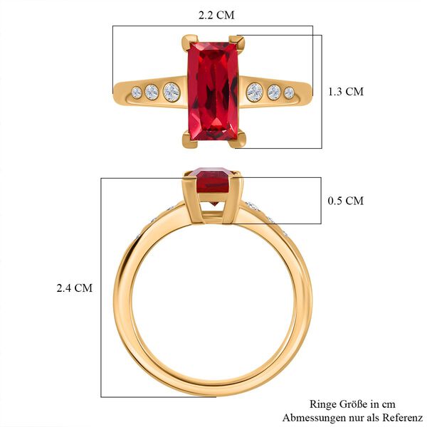 Lab Created Padparadscha-Saphir, Weißer Zirkon Ring 925 Silber Gelbgold Vermeil (Größe 20.00) ca. 2.44 ct image number 7