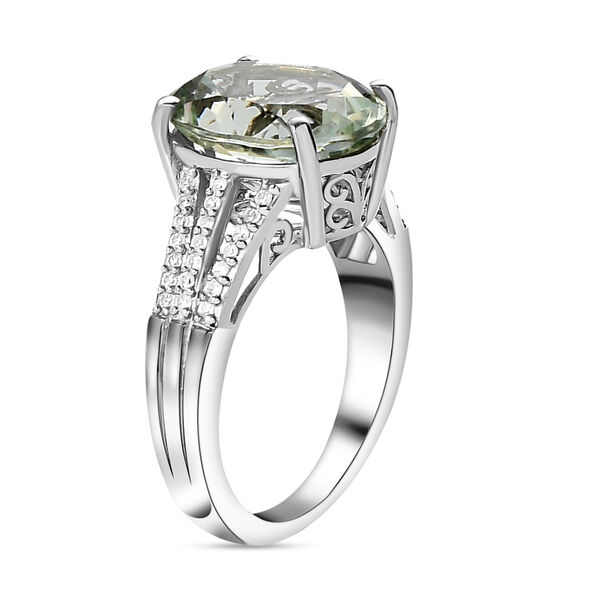 Prasiolith und wei&szlig;er Zirkon-Ring, 925 Silber platiniert  ca. 4,74 ct image number 5