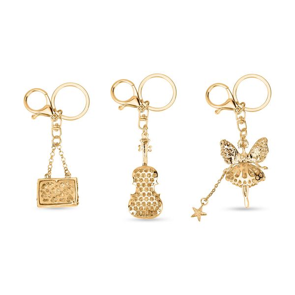 Elegantes Schl&uuml;sselanh&auml;nger-Set, Handtasche, Frau, Gitarre image number 3