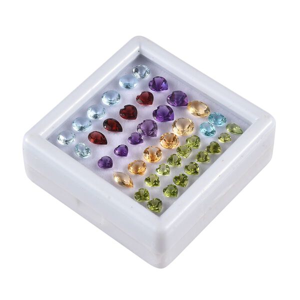 Edelstein-Mix-Box, Afrikanischer Amethyst, Citrin, Roter Granat, Apatit, Peridot, Himmelblauer Topas image number 2