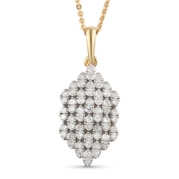 Diamant-Anh&auml;nger mit Kette, 50 cm, 925 Silber Gelbgold Vermeil ca. 0,50 ct