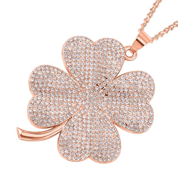 Kristall-Kleeblatt-Anh&auml;nger mit 73cm Kette in Ros&eacute;goldton image number 4
