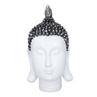 Buddha Kopf Figur, Größe 10,5x10x20 cm, Weiß, Schwarz und Silber image number 0