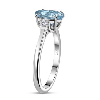 AAA Aquamarin, Wei&szlig;er Diamant Ring 585 Gold (Gr&ouml;&szlig;e 17.00) ca. 2,00 ct