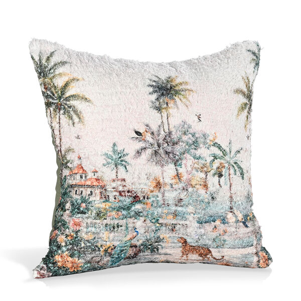 poly cortton woven digital flower printed rubbed cushion cover Size-45x45 cms Color- Multi image number 4