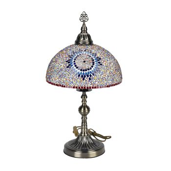 K&uuml;nstlerische Marokkanische Mosaikglas-Tischlampe mit Bronzefu&szlig;, Gr&ouml;&szlig;e 59cm, mehrfarbig