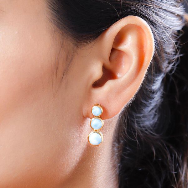 Larimar-Ohrringe, 925 Silber vergoldet ca. 7.11 ct image number 3