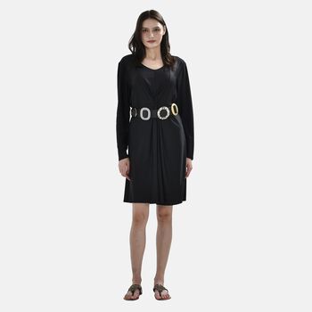 Elastischer G&uuml;rtel mit 5 Harz-Schnallen, Schwarz