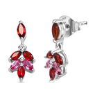 Rote Granat Ohrringe, 925 Silber rhodiniert, ca. 1.38 ct