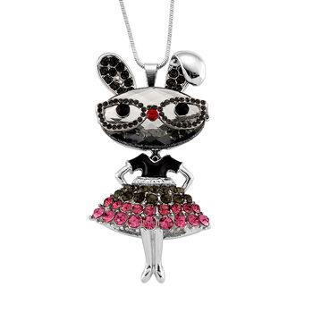 Mehrfarbiger Kristall Anh&auml;nger mit Kette, ca. 63.5 cm + 5 cm Extender, Legierung, Legierung emailliert