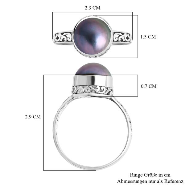 Royal Bali Kollektion- Blauer Mabe Perle Ring und Anh&auml;nger image number 6