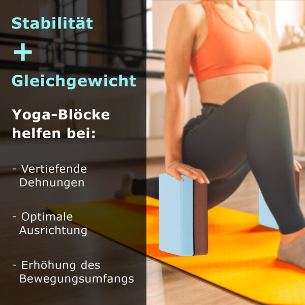 Yoga Block aus Eva-Schaum, Blau-Braun image number 3