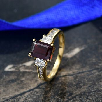 D'Joy nat&uuml;rlicher Rhodolith Granat und Zirkon Ring - 3,19 ct.